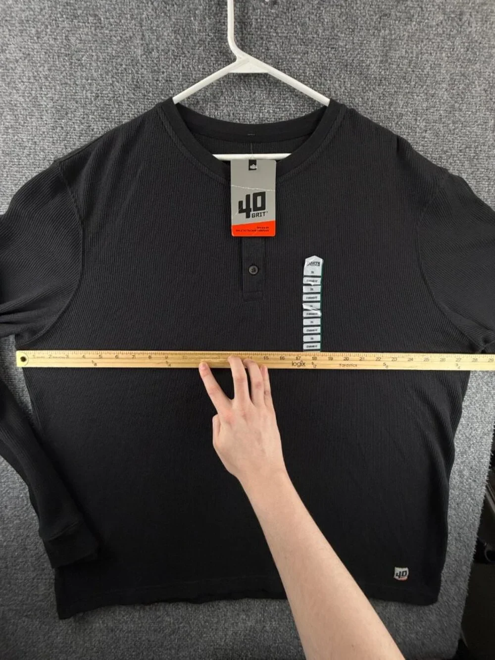 NWT 40 Grit Duluth Trading Thermal Shirt Men 2XL Black Waffle Knit Henley Adult
